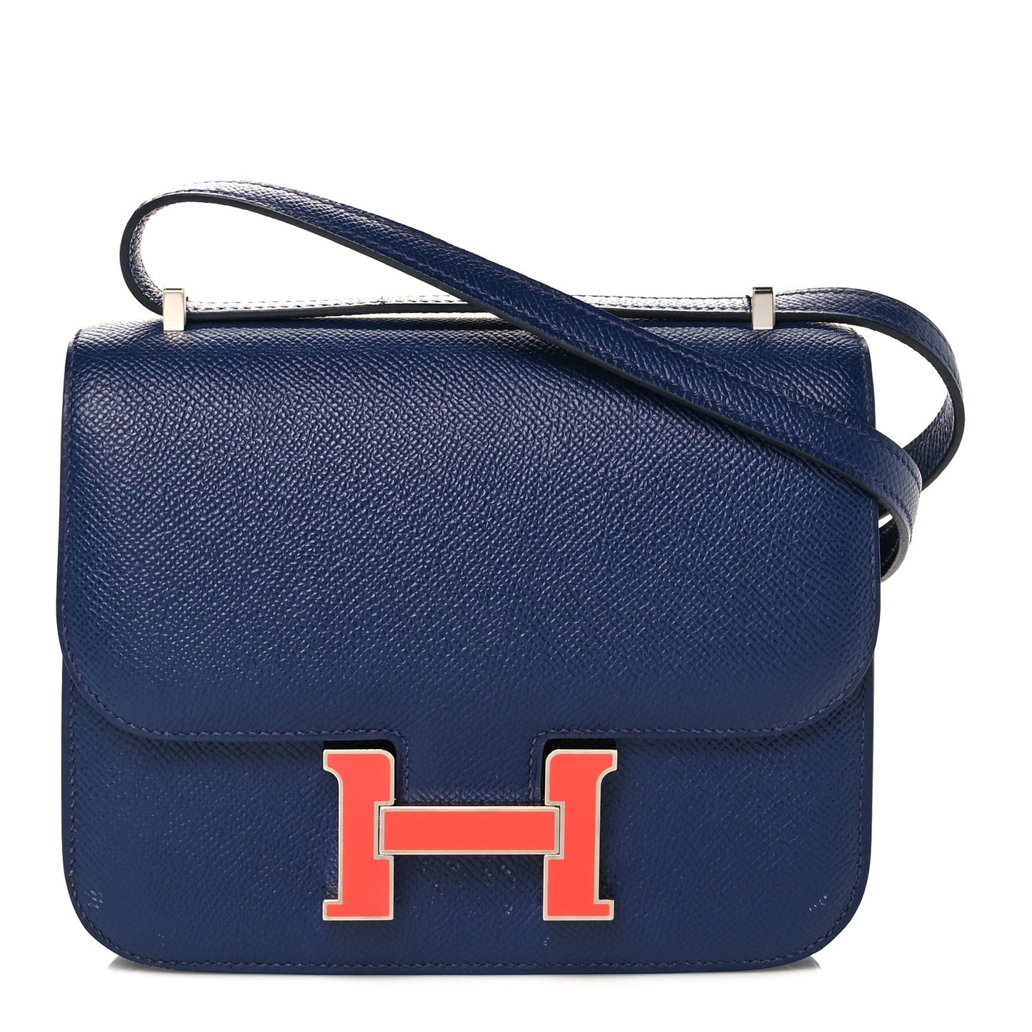 Epsom Enamel Constance 18 Bleu Saphir Orange Poppy