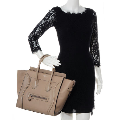 Celine Drummed Calfskin Mini Luggage Dune 2 of 10
