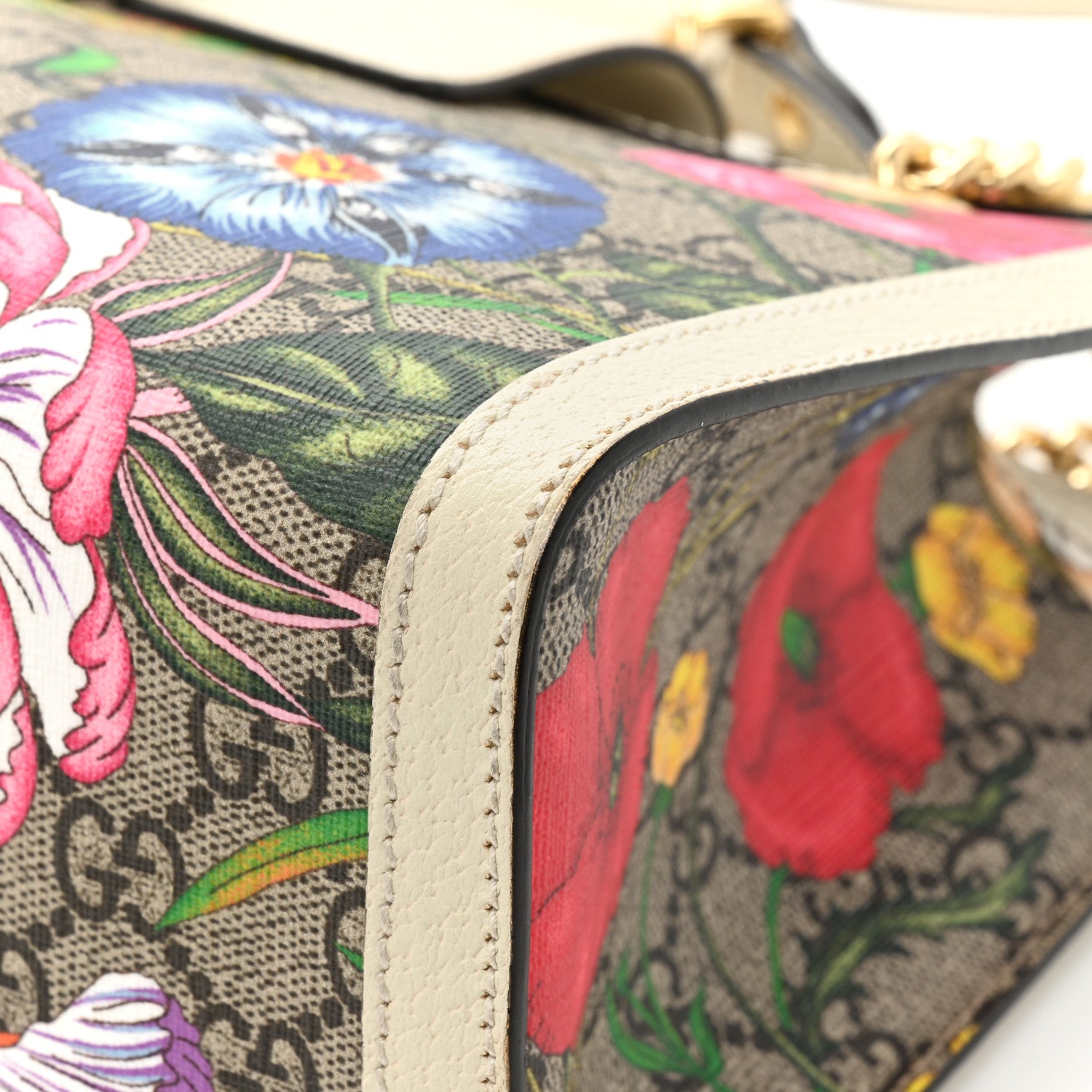 Gucci GG Supreme Monogram Flora Textured Calfskin Small Padlock Tote Beige Ebony Multicolor Mystic White 13 of 17