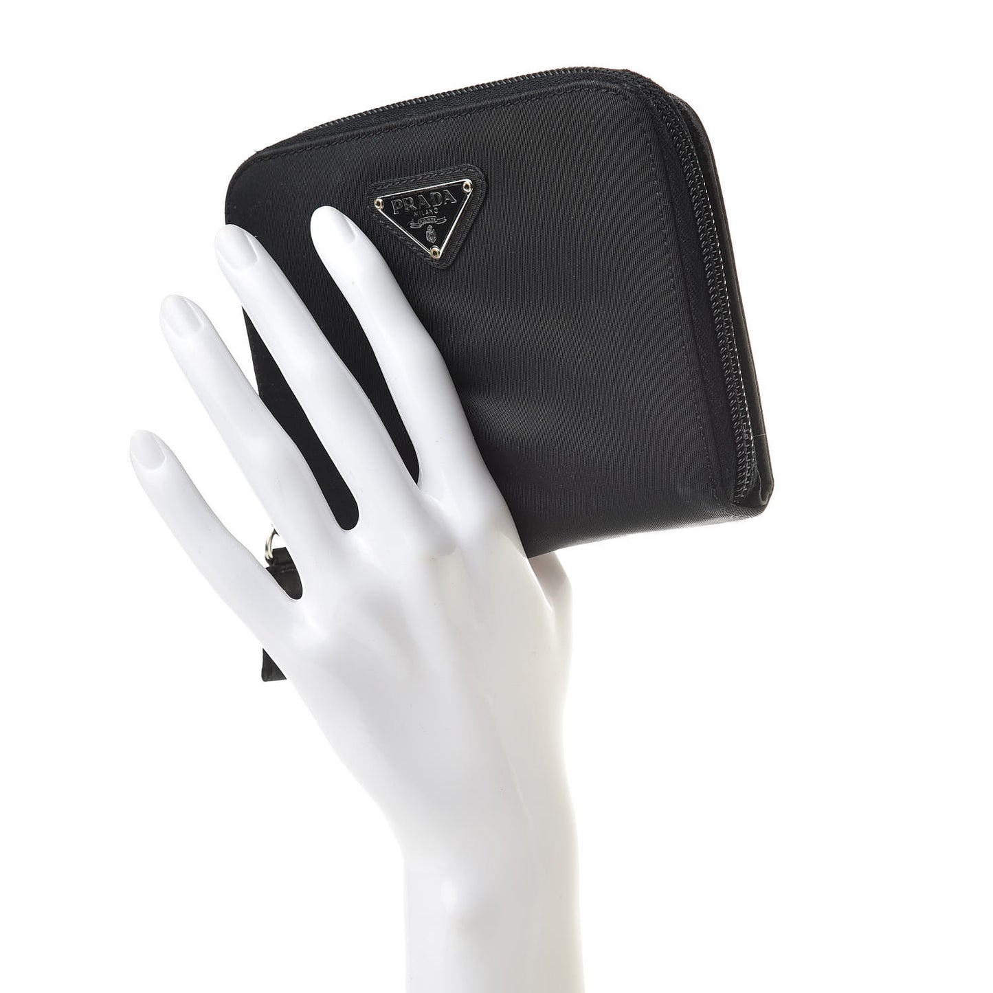 Tessuto Nylon Compact Zip Around Wallet Black