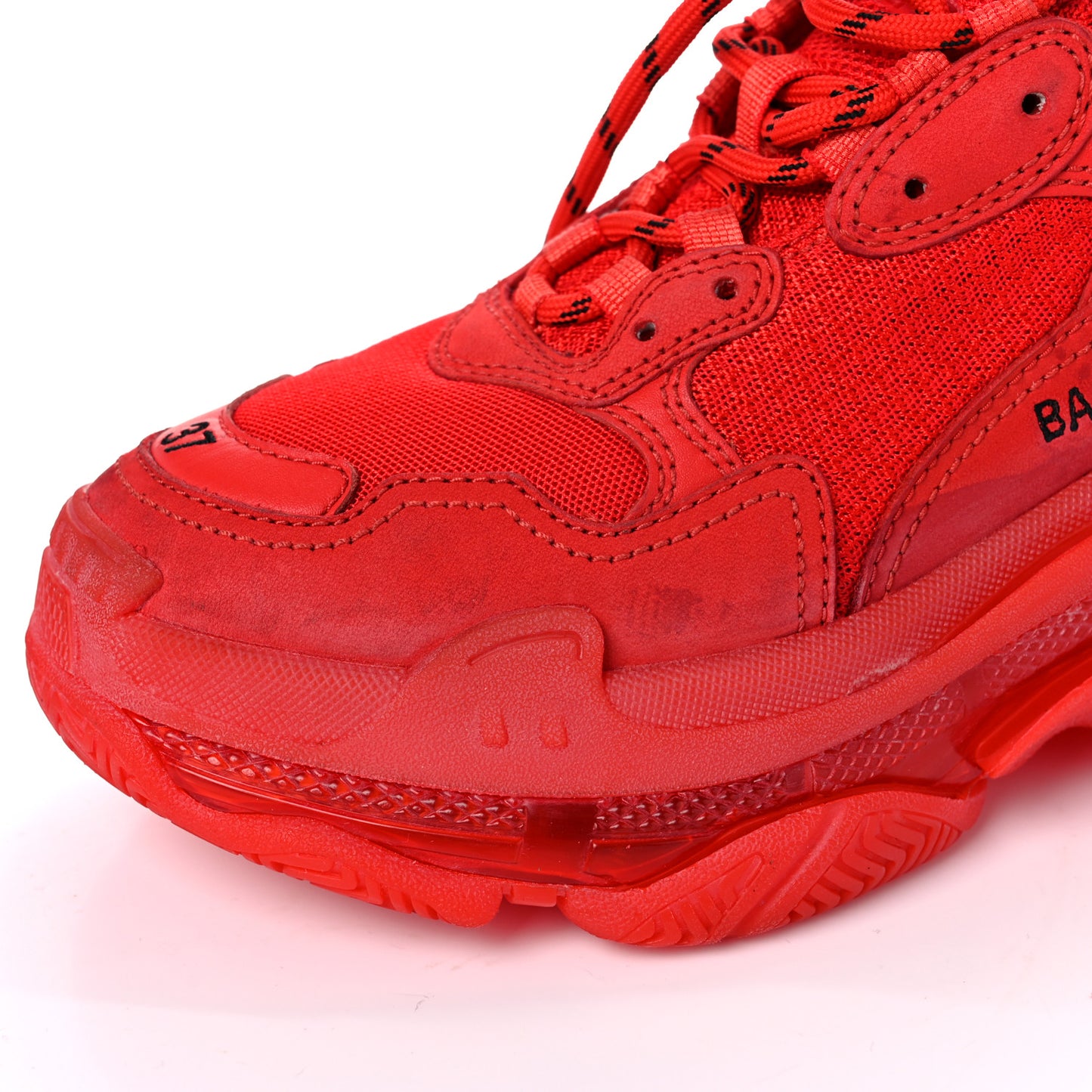 Fabric Mesh Clear Sole Womens Triple S Sneakers 37 Rouge Vif