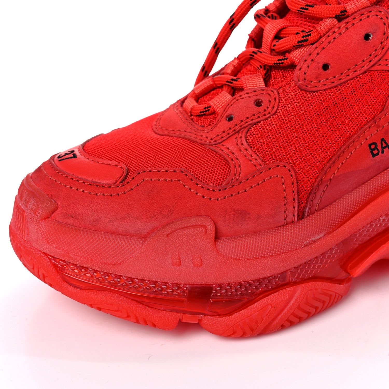 Balenciaga Fabric Mesh Clear Sole Womens Triple S Sneakers 37 Rouge Vif 15 of 17