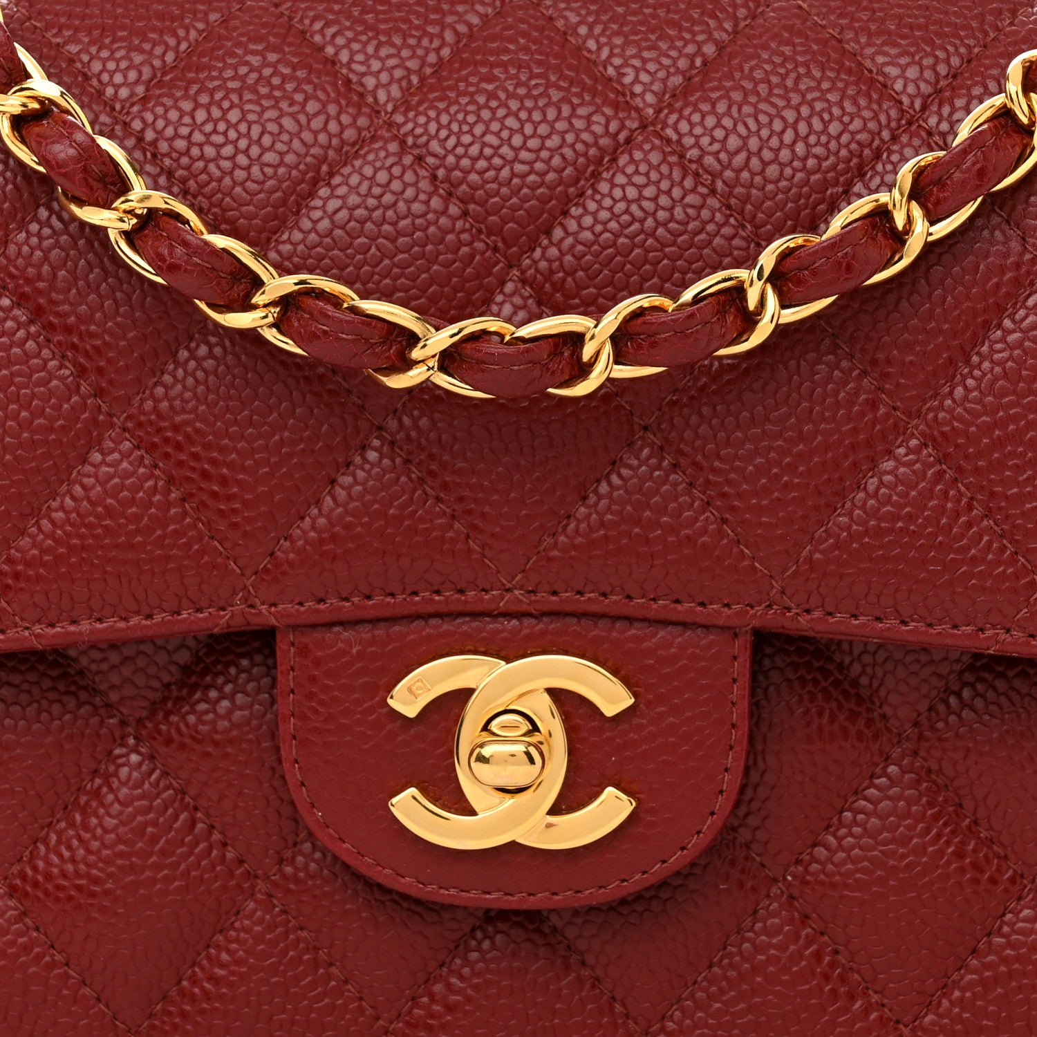 Chanel Caviar Quilted Small Double Flap Dark Red 8 of 10