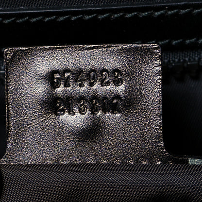 Gucci Velvet GG Monogram Web Medium Double Buckle Backpack Blue Beige Black 6 of 10