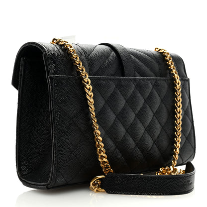 Saint Laurent Grain De Poudre Textured Mixed Matelasse Triquilt Small Monogram Satchel Black 3 of 10