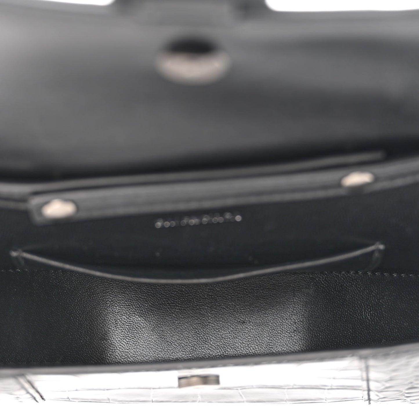 Shiny Calfskin Monochrome Crocodile Embossed Small Hourglass Evening Chain Bag Black