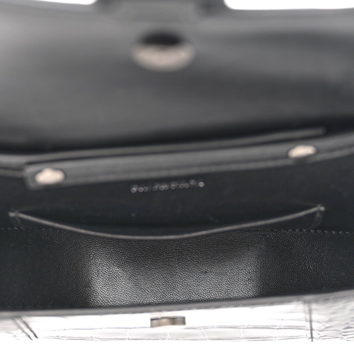 Balenciaga Shiny Calfskin Monochrome Crocodile Embossed Small Hourglass Evening Chain Bag Black 5 of 10