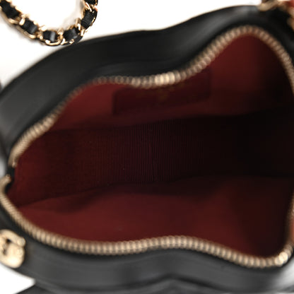 Chanel Lambskin Quilted CC In Love Heart Clutch With Chain Black 5 of 11