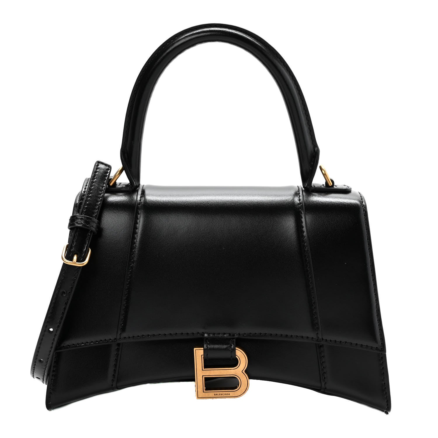 Balenciaga Shiny Box Calfskin Small Hourglass Top Handle Bag Black 1 of 8