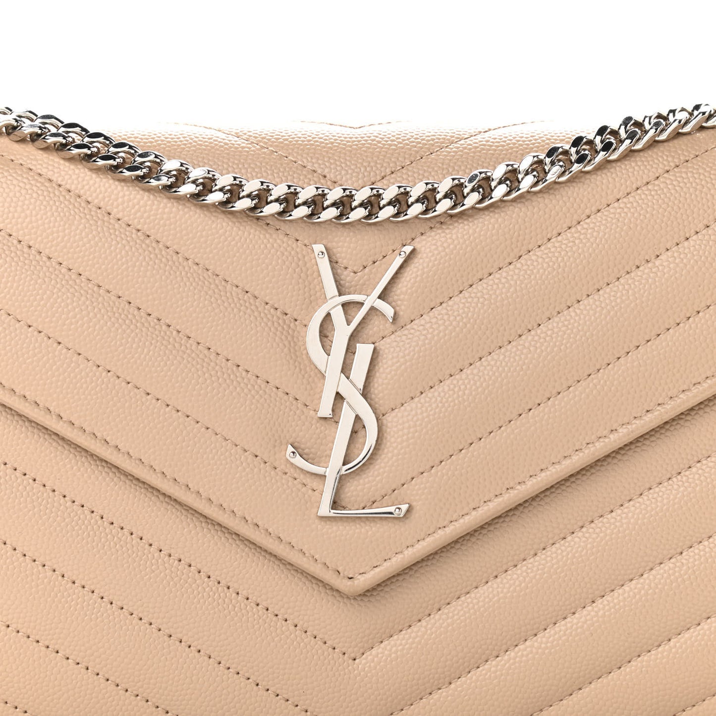 Grain De Poudre Matelasse Chevron Monogram Chain Wallet Nude Powder