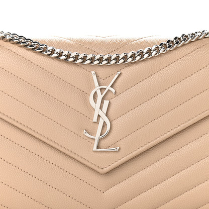 Saint Laurent Grain De Poudre Matelasse Chevron Monogram Chain Wallet Nude Powder 6 of 9