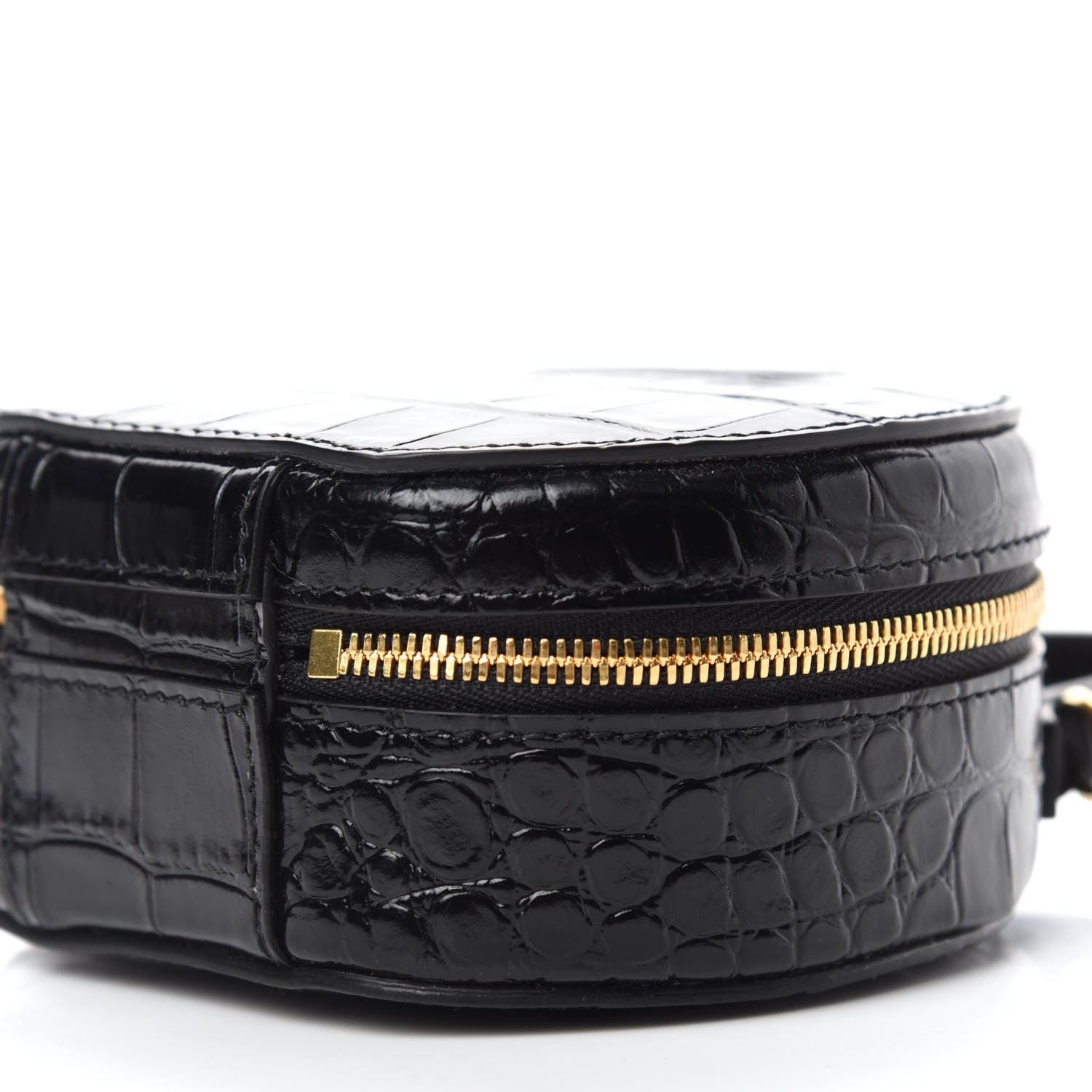 Balenciaga Calfskin Crocodile Embossed Vanity Round Bag Mini Black 10 of 10
