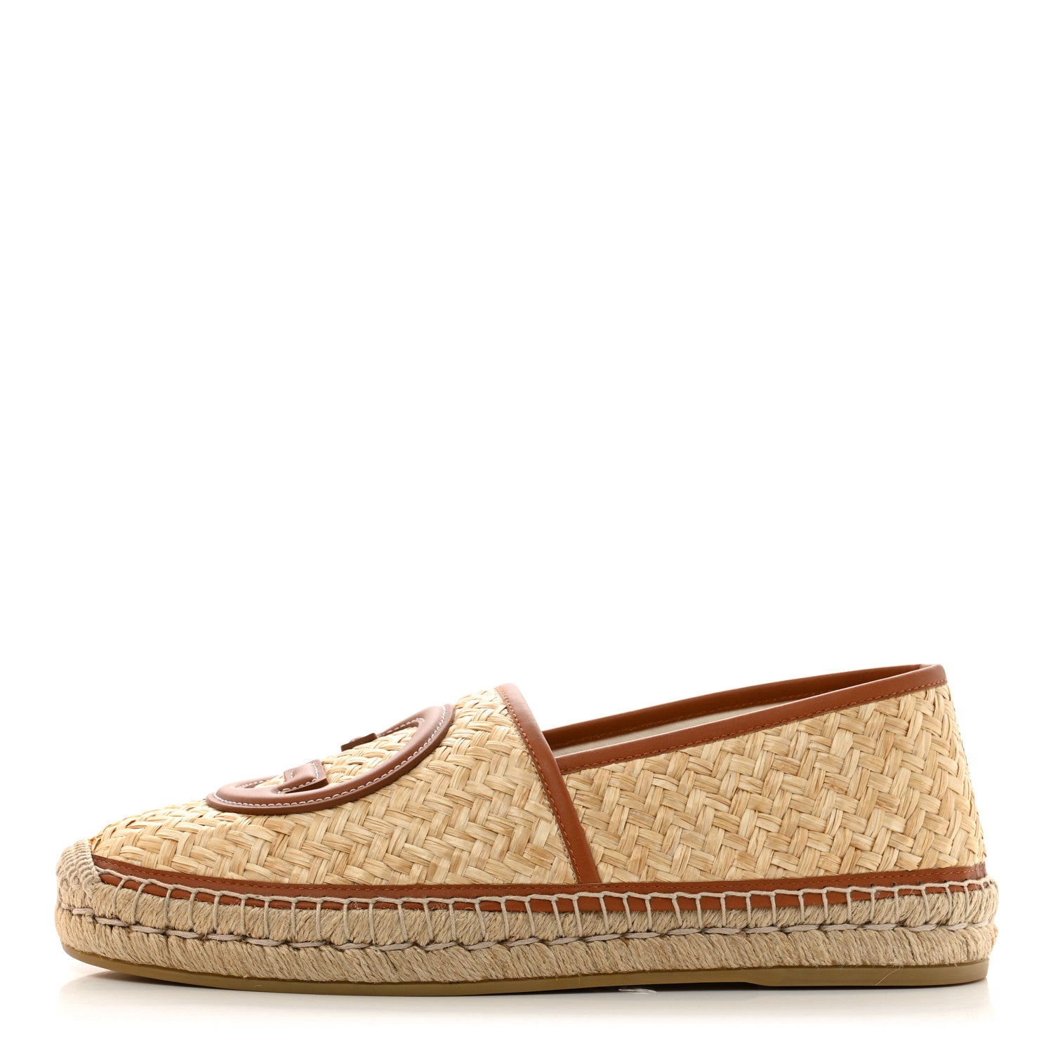 Gucci Raffia Harness Calfskin Interlocking G Mens Espadrilles 10 Palmi Naturale Harness Brown 1 of 10