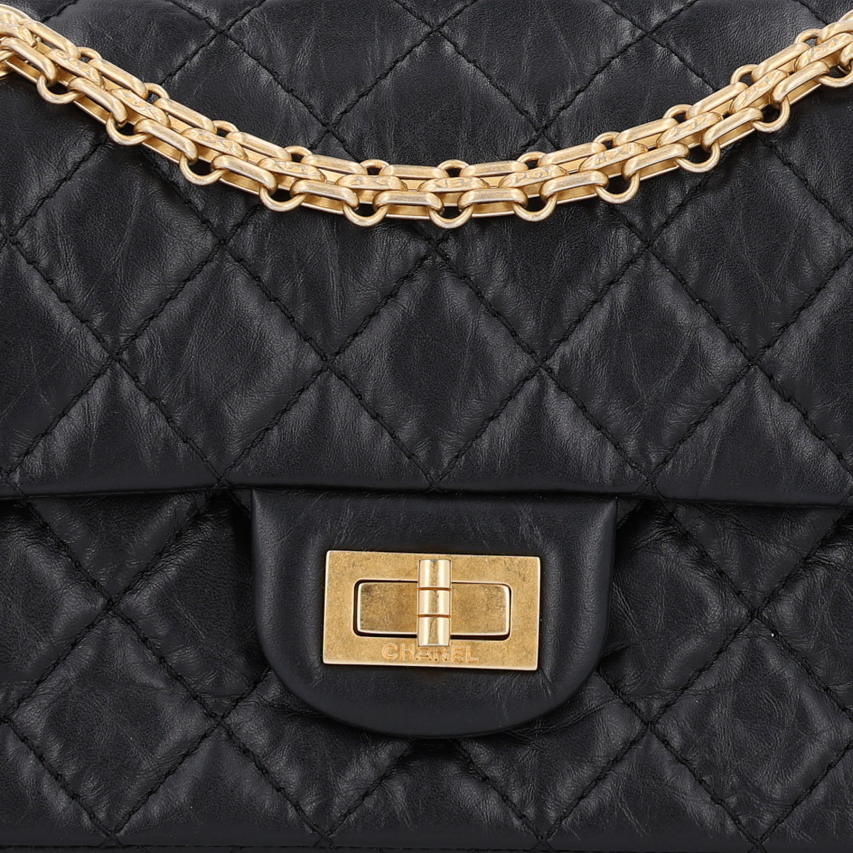 Aged Calfskin Quilted 2.55 Reissue Mini Flap Black