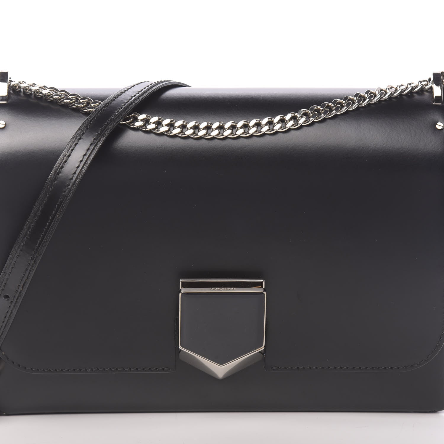 Jimmy Choo Smooth Calfskin Lockett City Shoulder Bag Black 8 of 11