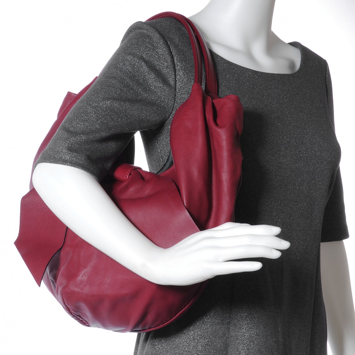 Valentino Garavani Nappa 360 Bow Hobo Burgundy 2 of 8