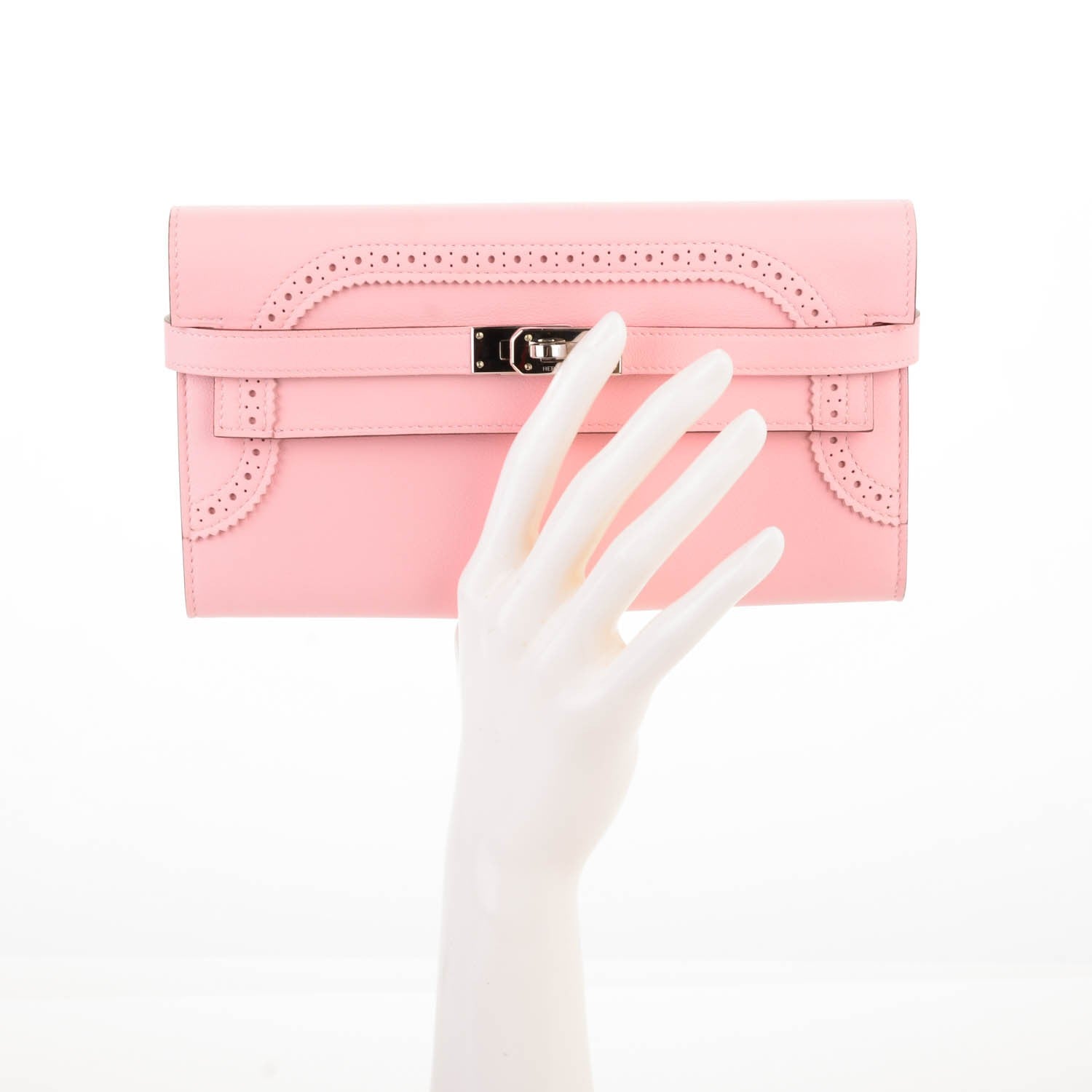 Hermes Swift Ghillies Kelly Longue Wallet Rose Sakura 2 of 8