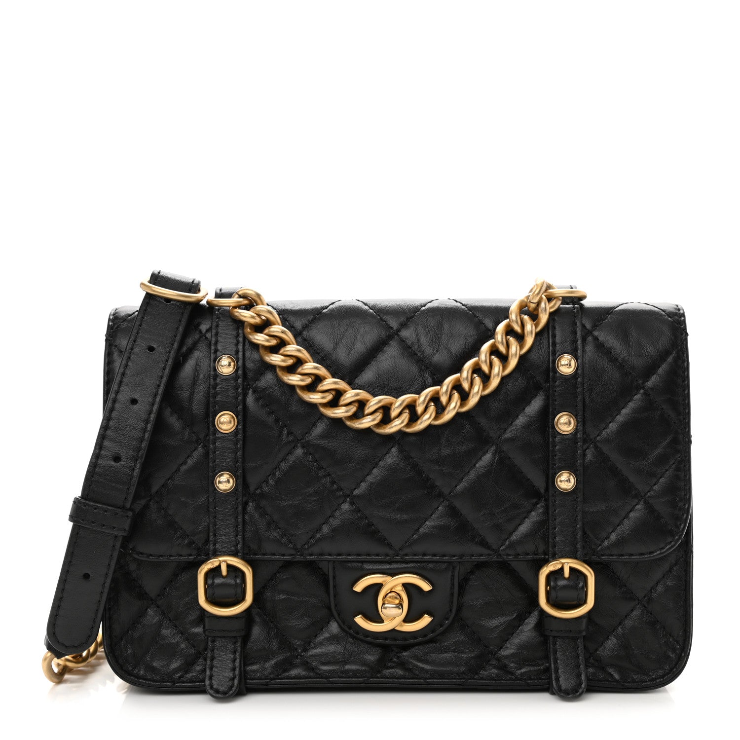 Chanel Aged Calfskin Quilted City School Flap Black 1 of 10