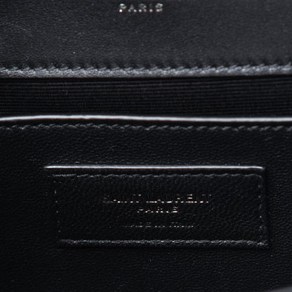 Saint Laurent Grain De Poudre Small Monogram Kate Satchel Black White 7 of 11