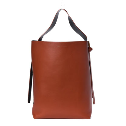 Celine Shiny Smooth Calfskin Zebra Printed Calf Hair Oversized Twisted Cabas Chalk Brick 1 of 8