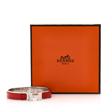 Hermes Enamel Narrow Clic Clac H Bracelet PM Rouge Bandana 5 of 5