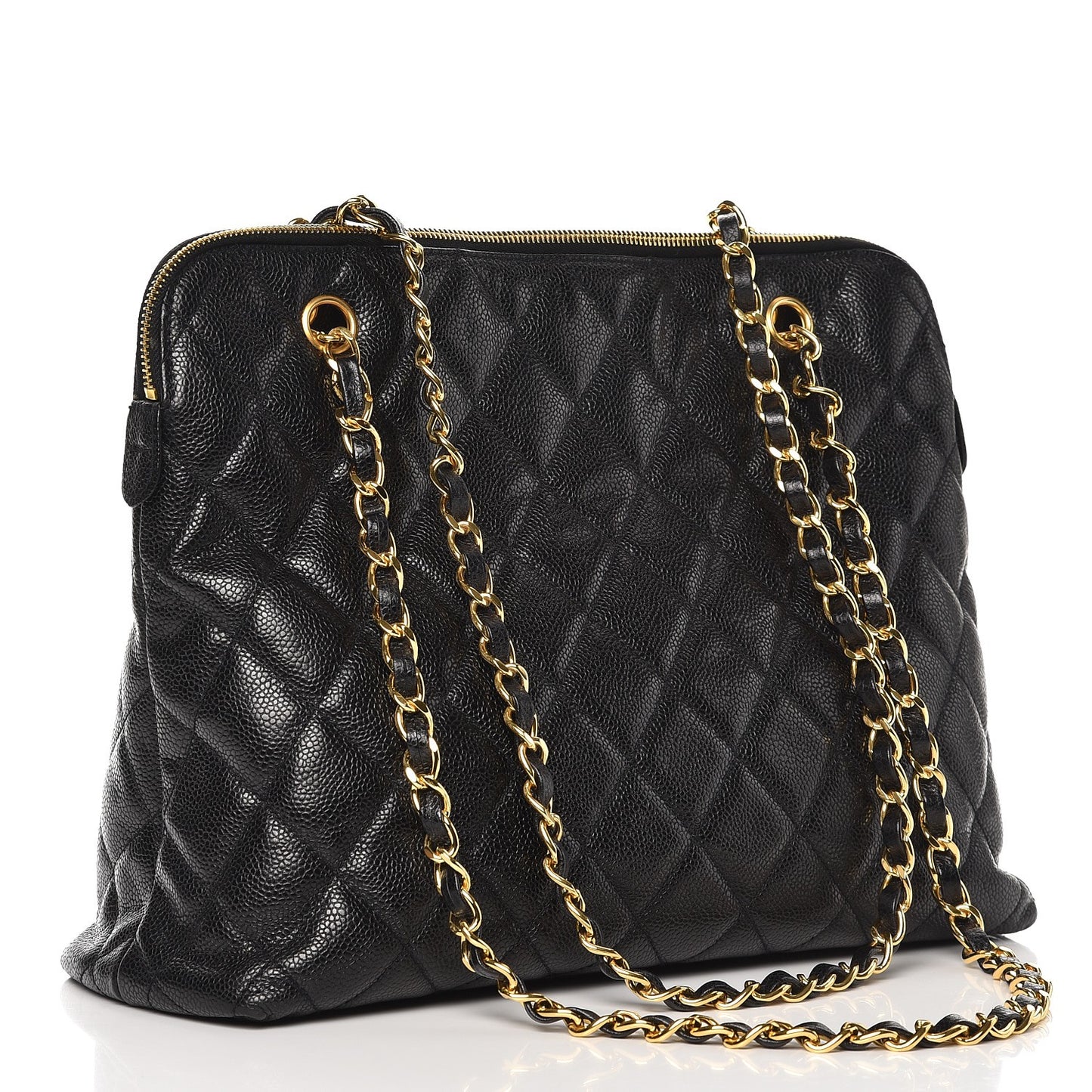 Caviar Quilted Flap Shoulder Bag Black