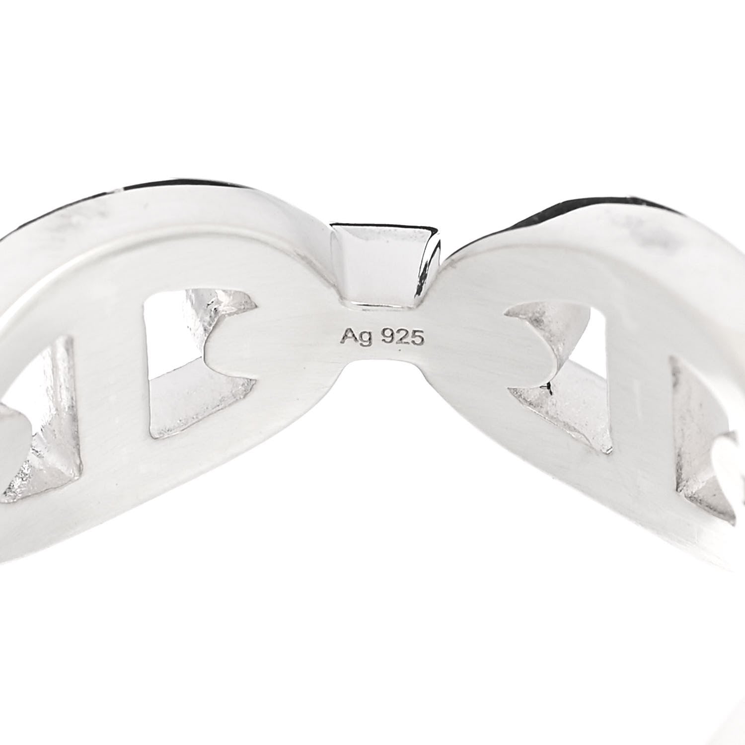 Hermes Sterling Silver PM Chaine d'Ancre Enchainee Band Ring 52 6 6 of 7