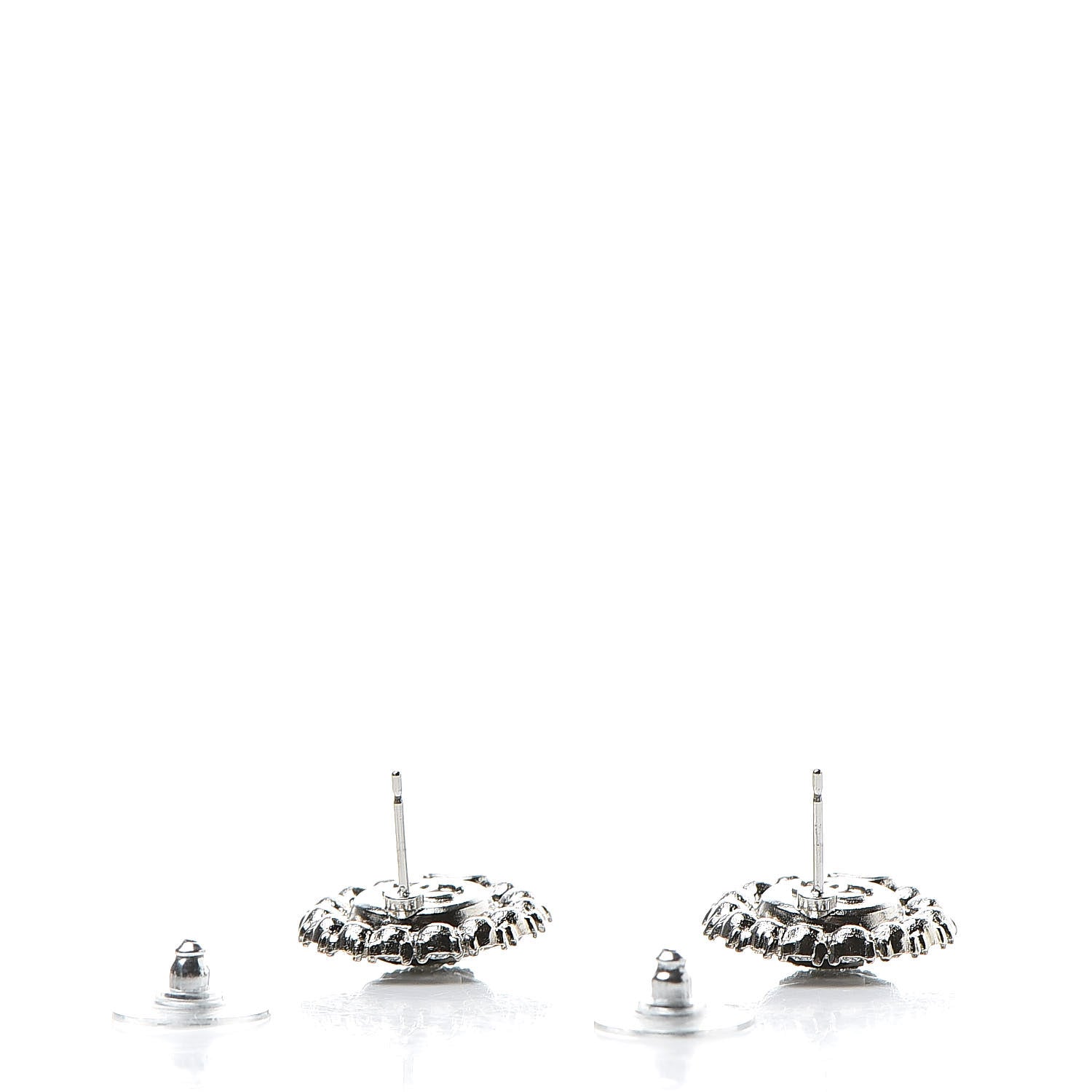 Chanel Crystal Resin CC Earrings Silver 3 of 5