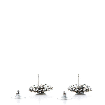 Chanel Crystal Resin CC Earrings Silver 3 of 5