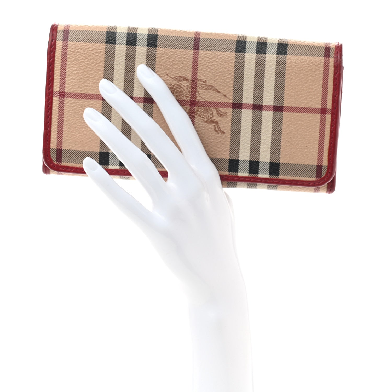 Burberry Haymarket Check Penrose Continental Wallet Military Red 2 of 7