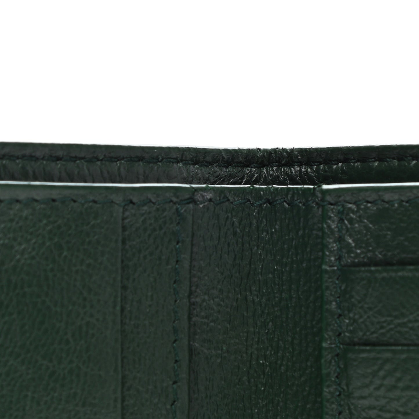 Semi Matte Calfskin Crocodile Embossed Logo Cash Vertical Card Case Dark Green White