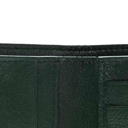 Balenciaga Semi Matte Calfskin Crocodile Embossed Logo Cash Vertical Card Case Dark Green White 8 of 9