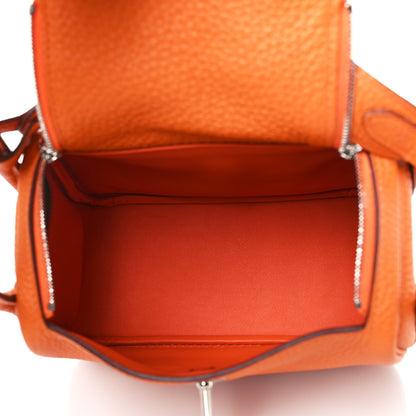 Hermes Taurillon Clemence Mini Lindy 20 Orange Minium 5 of 10