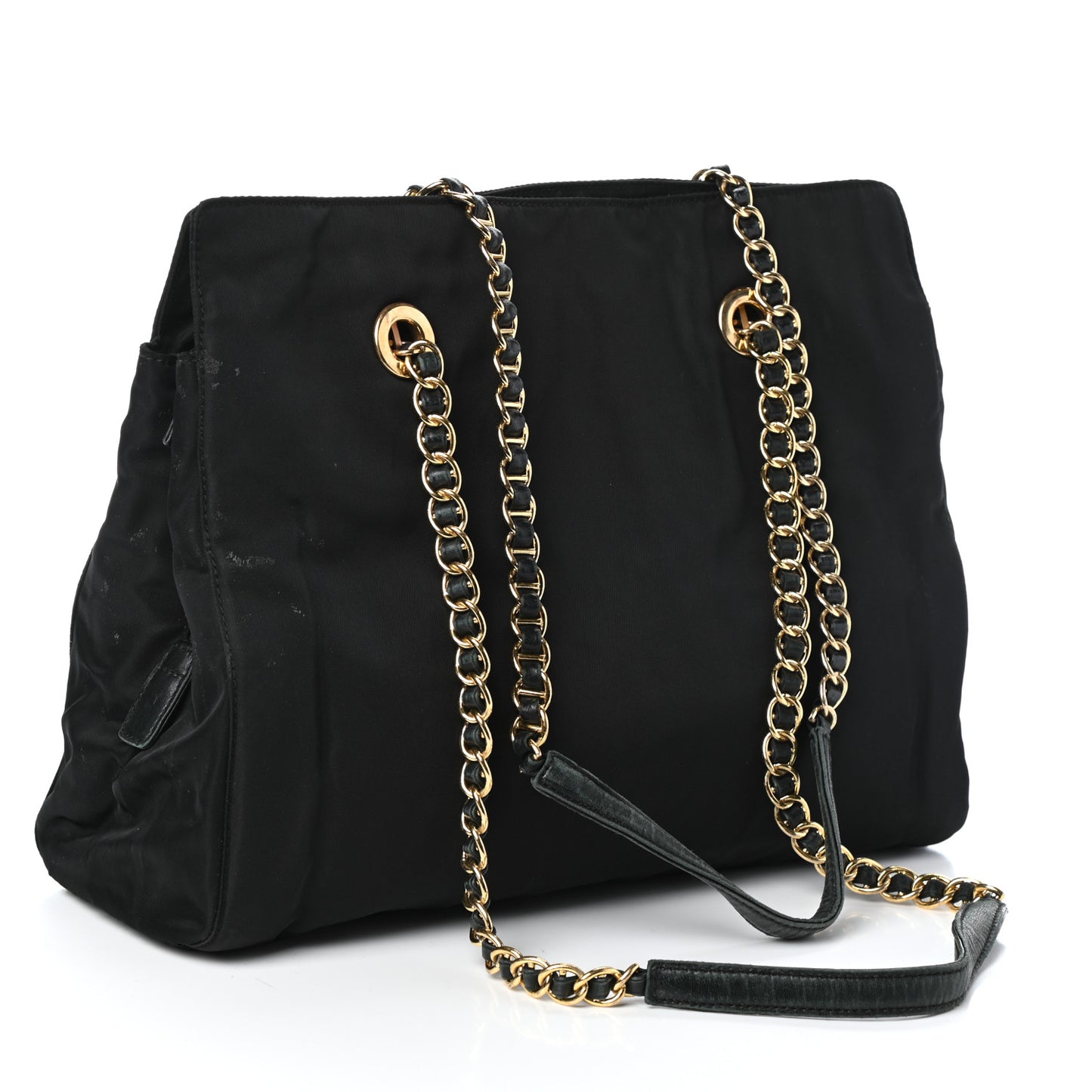 Nylon Tessuto Acciaio Chain Shoulder Bag Black