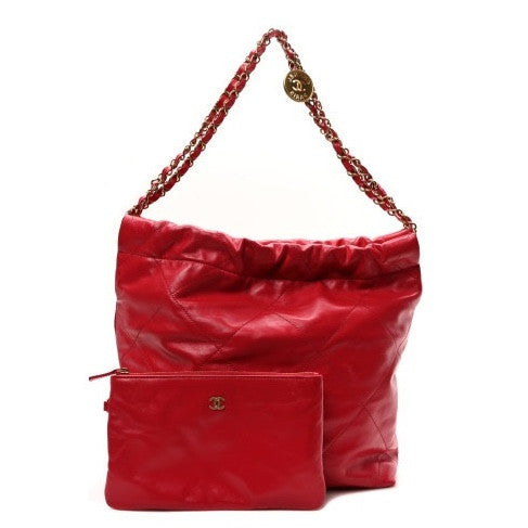 Chanel Shiny Calfskin Quilted Small Chanel 22 Red 3 of 10