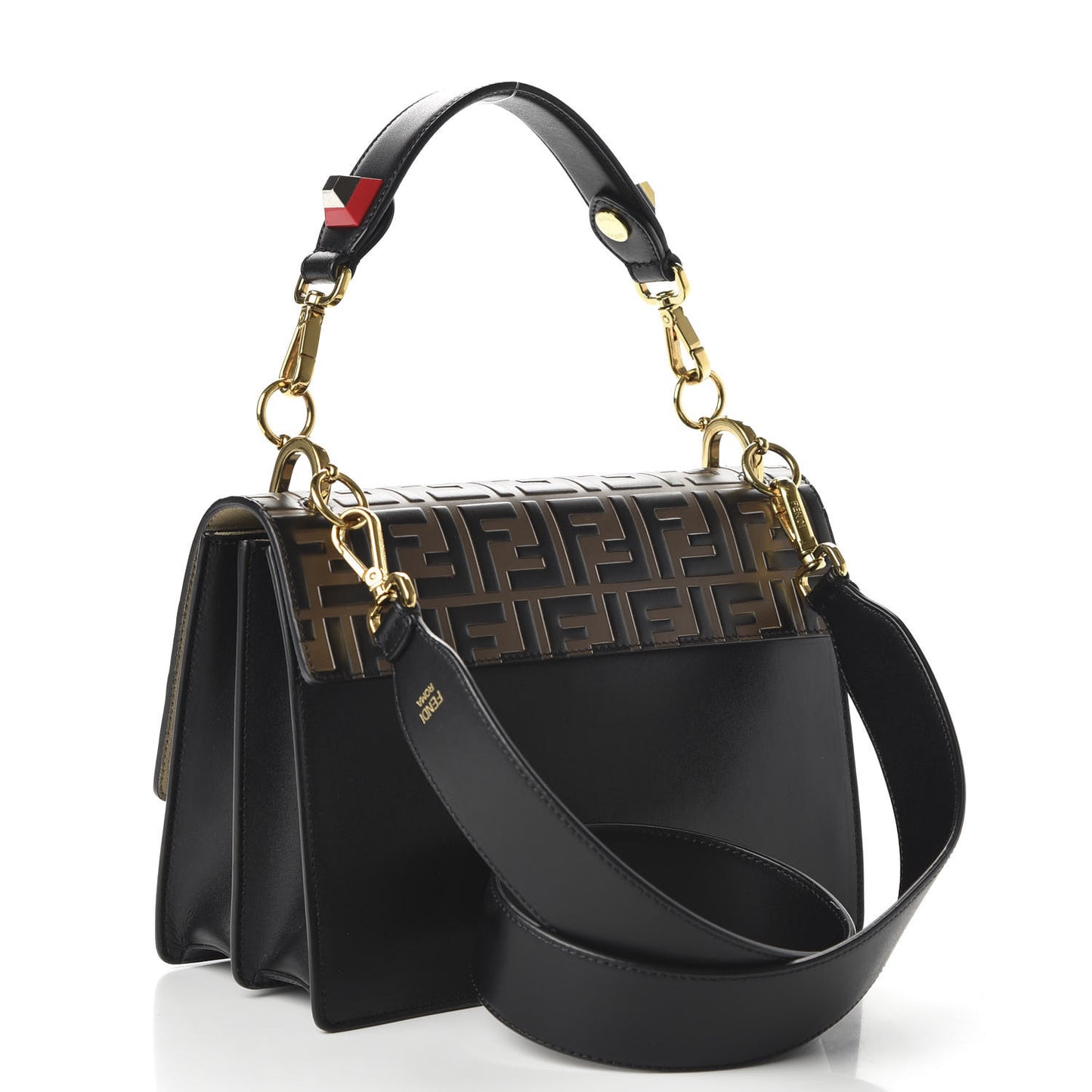 Vitello Liberty Bi-Color FF 1974 Embossed Kan I Shoulder Bag Black Maya