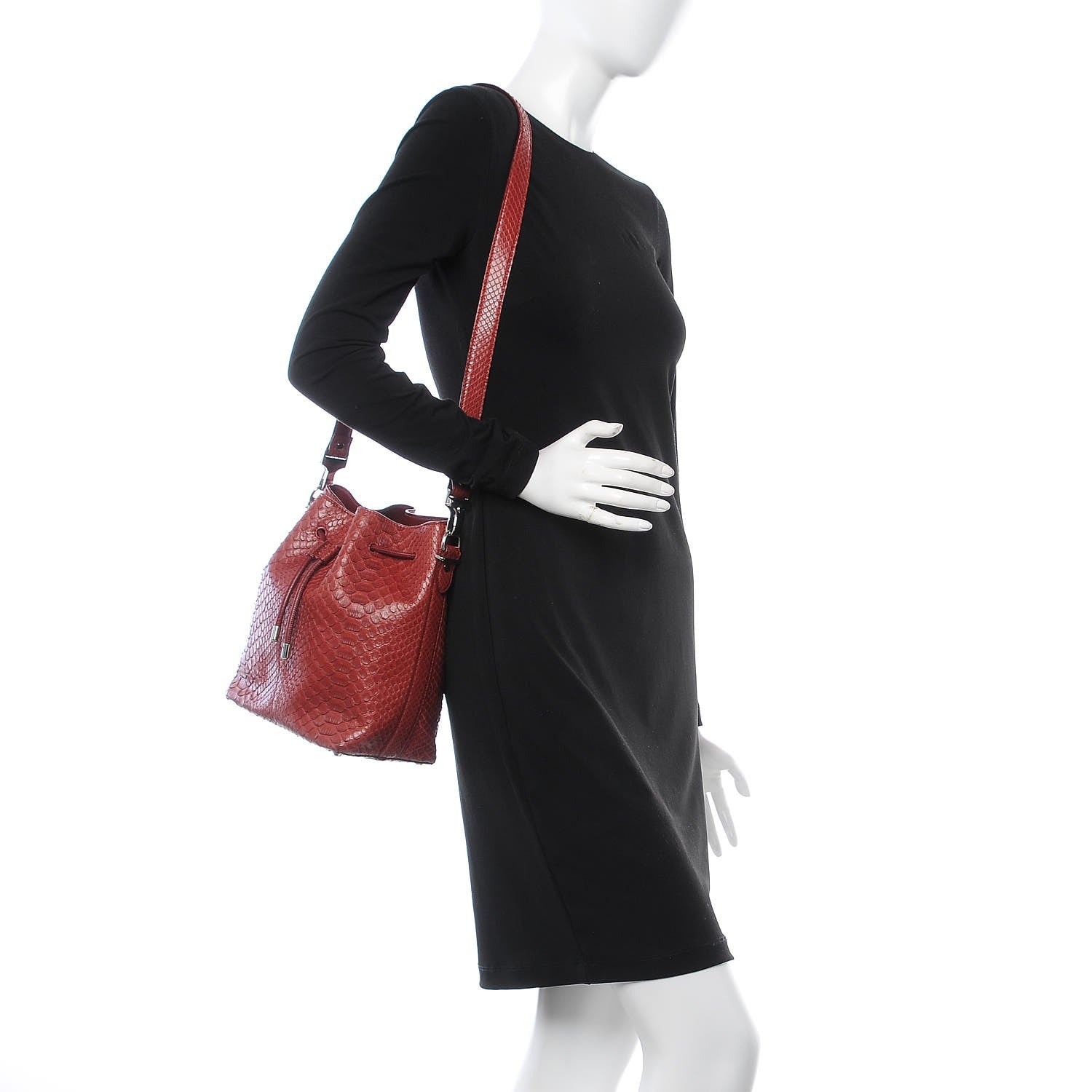 Proenza Schouler Python Medium Bucket Bag Garnet 2 of 7
