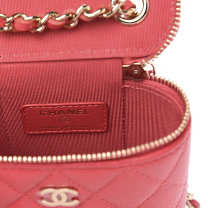 Chanel Caviar Quilted Small Vertical Coco Beauty Vanity Case With Chain Dark Pink 6 of 9