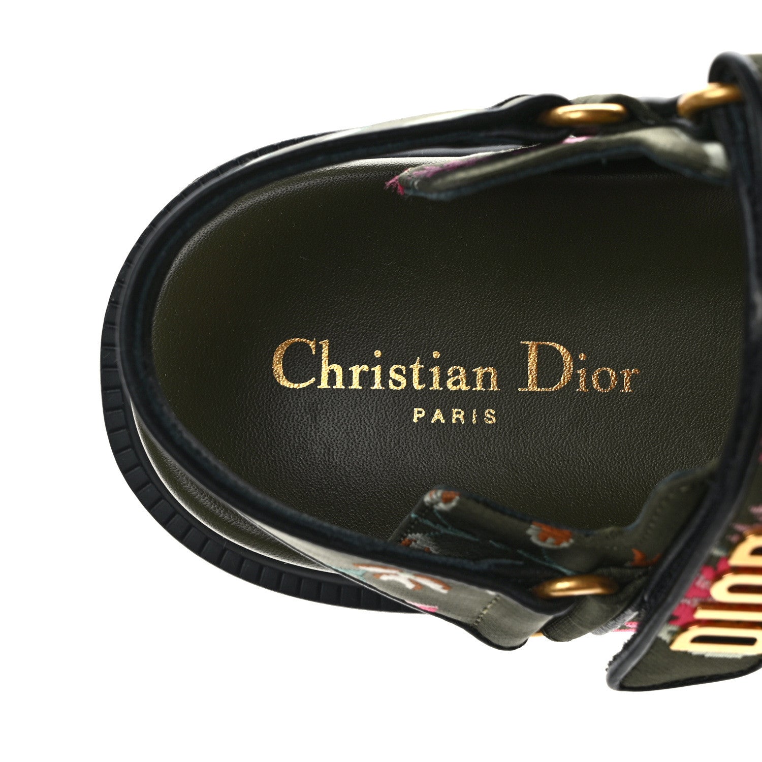 Christian Dior CHRISTIAN DIOR Technical Fabric Petites Fleurs Print Dioract Sandals 37.5 Kaki 6 of 7