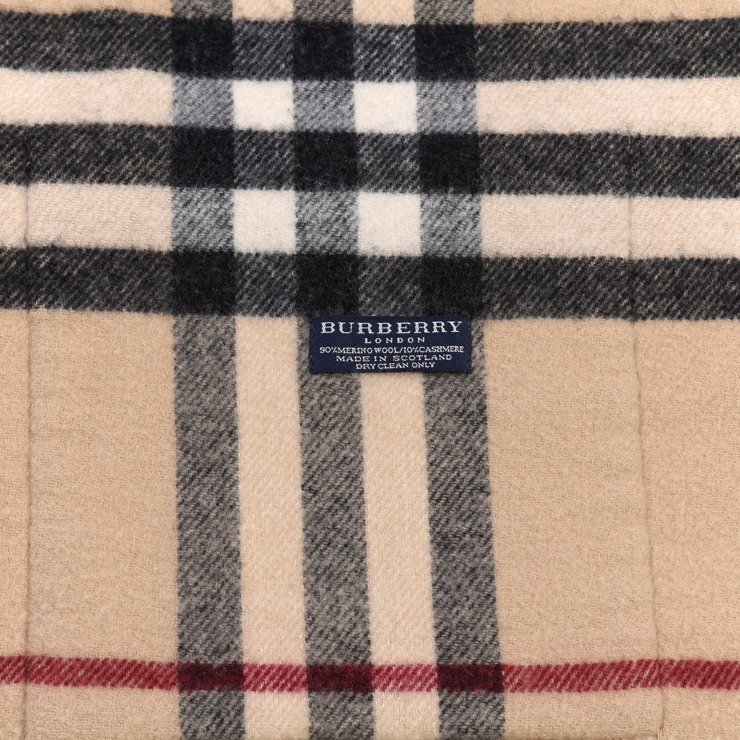 Merino Wool Cashmere Giant Check Helene Pocket Stole Natural