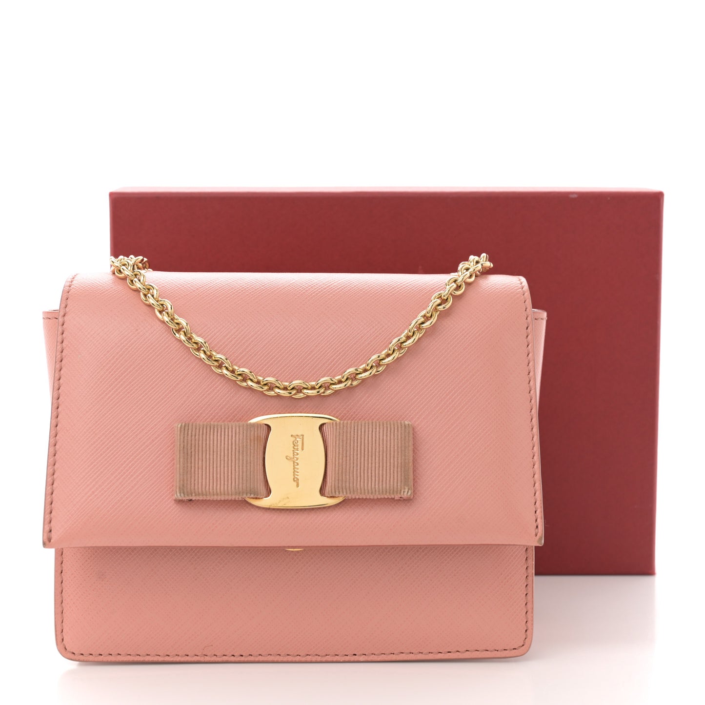 Hammered Calfskin Mini Vara Bow Crossbody Bag Pink