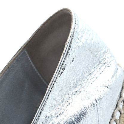 Chanel Laminated Goatskin CC Espadrilles 38 Silver 10 of 13