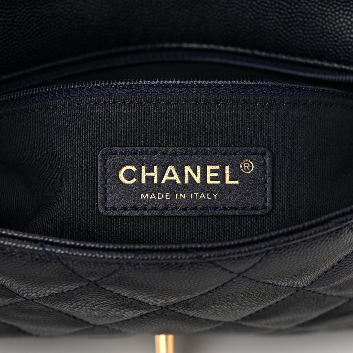 Caviar Quilted Small CC You Flap Dark Blue