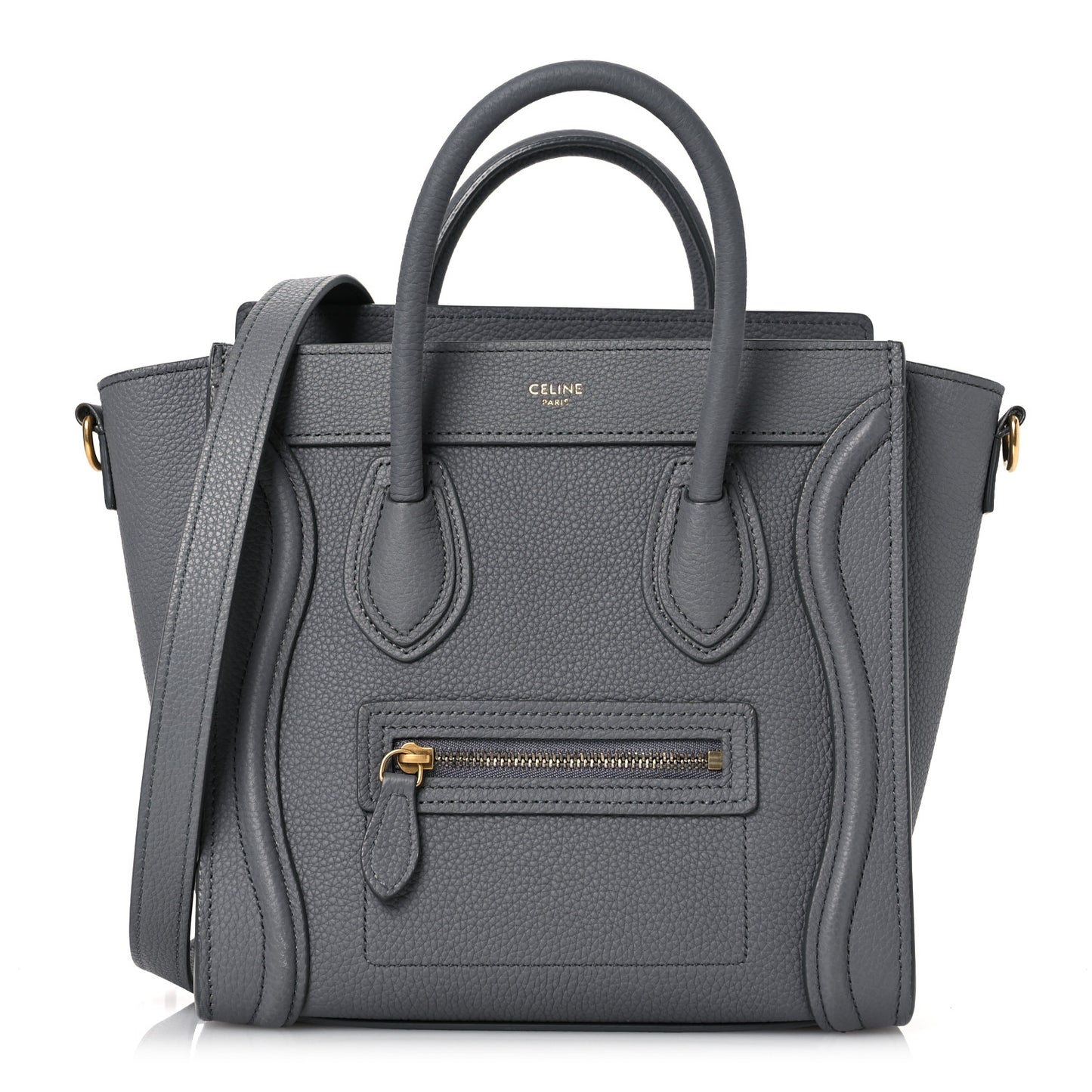 Drummed Calfskin Nano Luggage Kohl