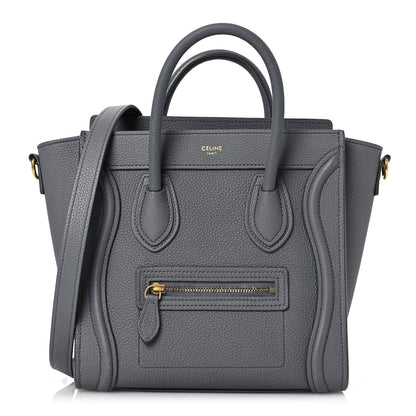 Celine Drummed Calfskin Nano Luggage Kohl 1 of 12