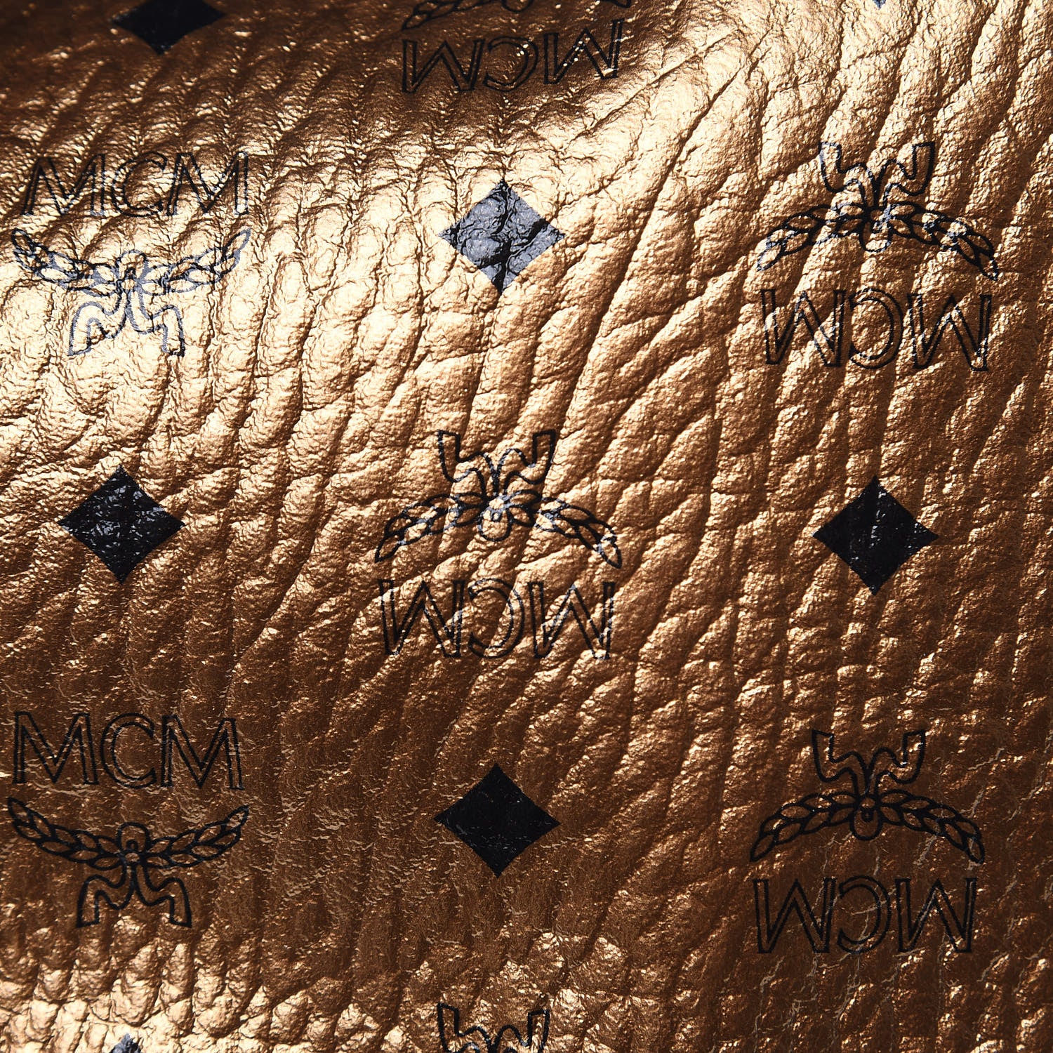 MCM Metallic Visetos Medium Shopper Tote Gold 9 of 9