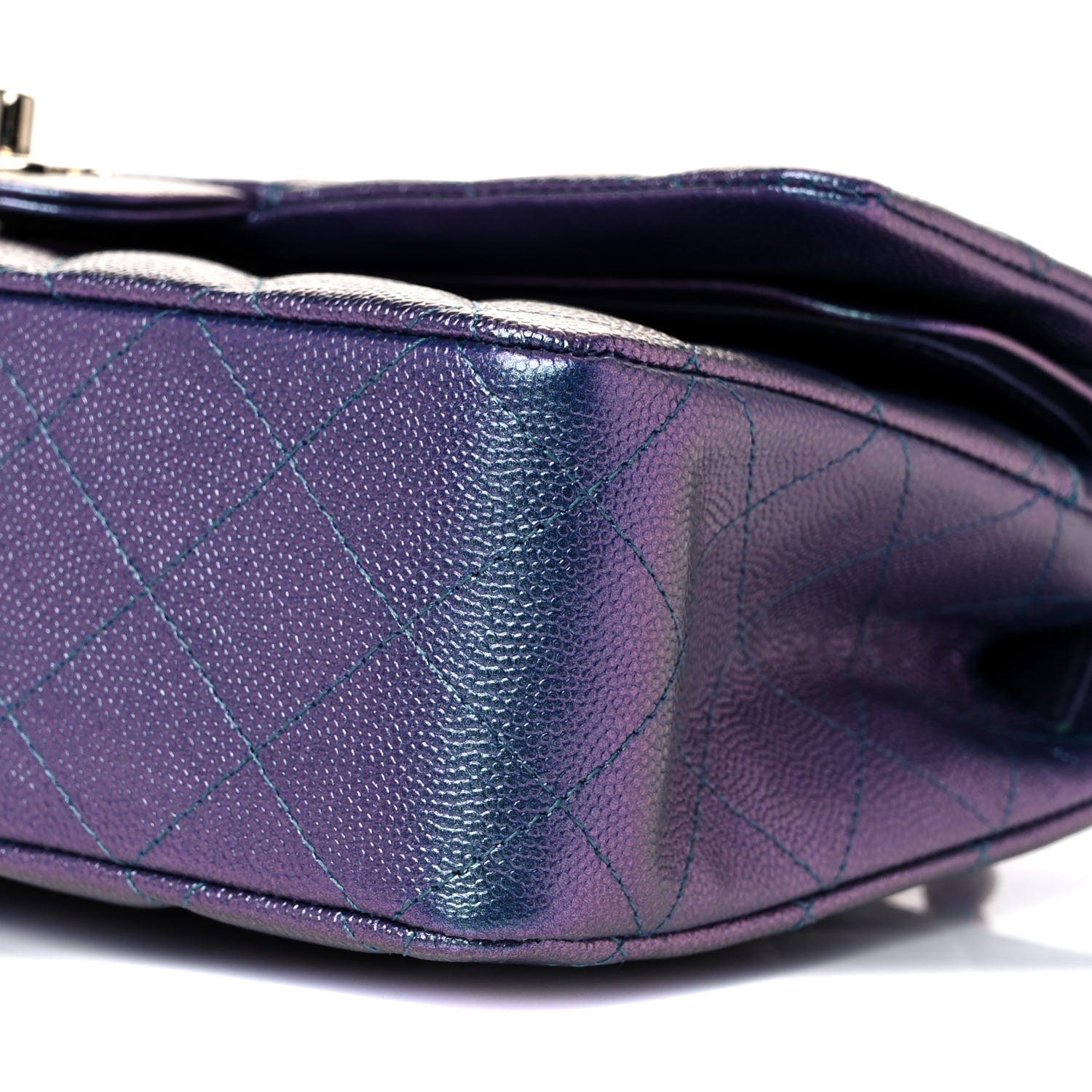 Chanel Iridescent Caviar Quilted Medium Double Flap Dark Blue 9 of 10