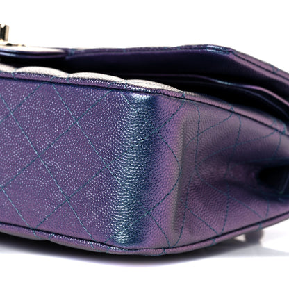 Chanel Iridescent Caviar Quilted Medium Double Flap Dark Blue 9 of 10