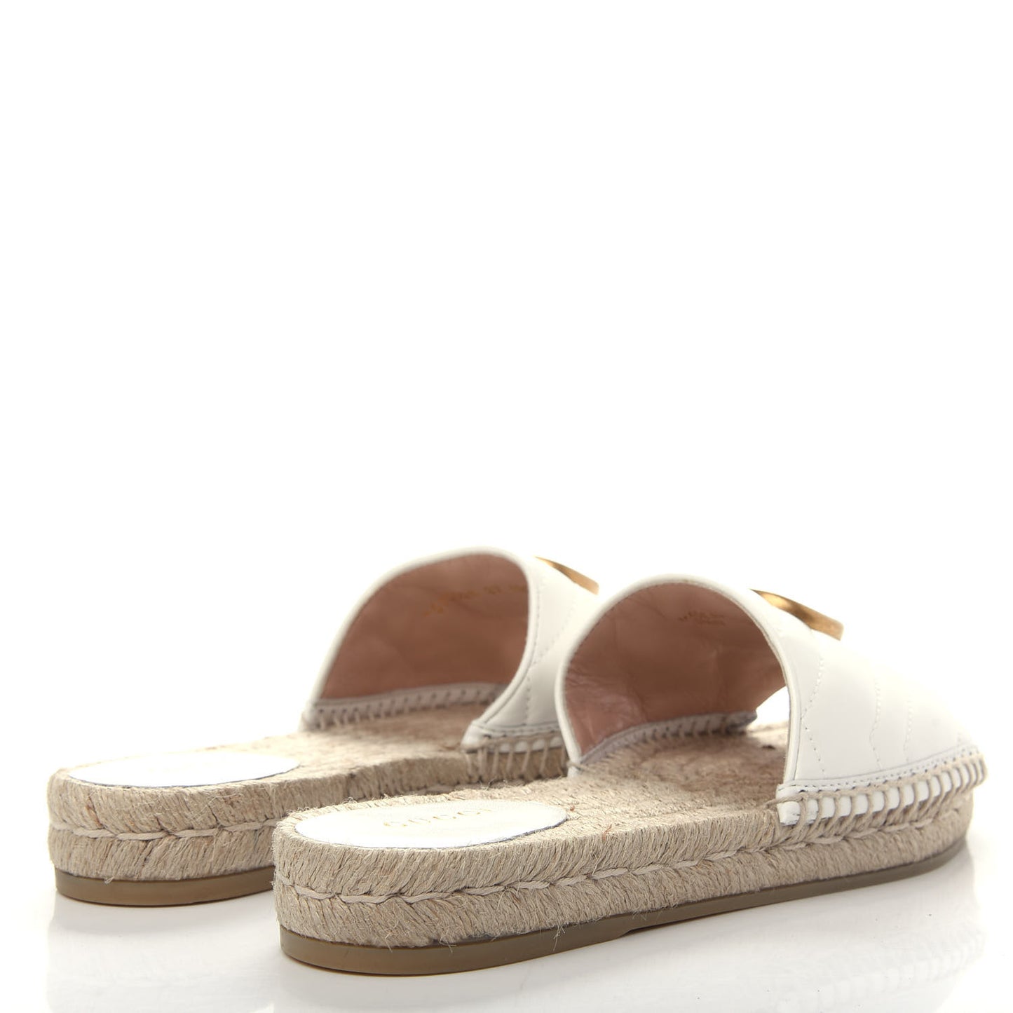 Nappa Matelasse GG Marmont Espadrille Slide Sandals 37 Great White
