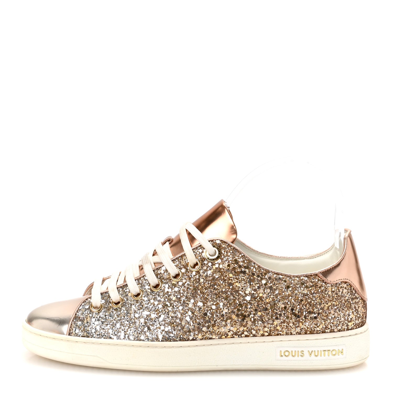 Louis Vuitton Metallic Glitter Frontrow Sneakers 37 Rose Gold 1 of 9